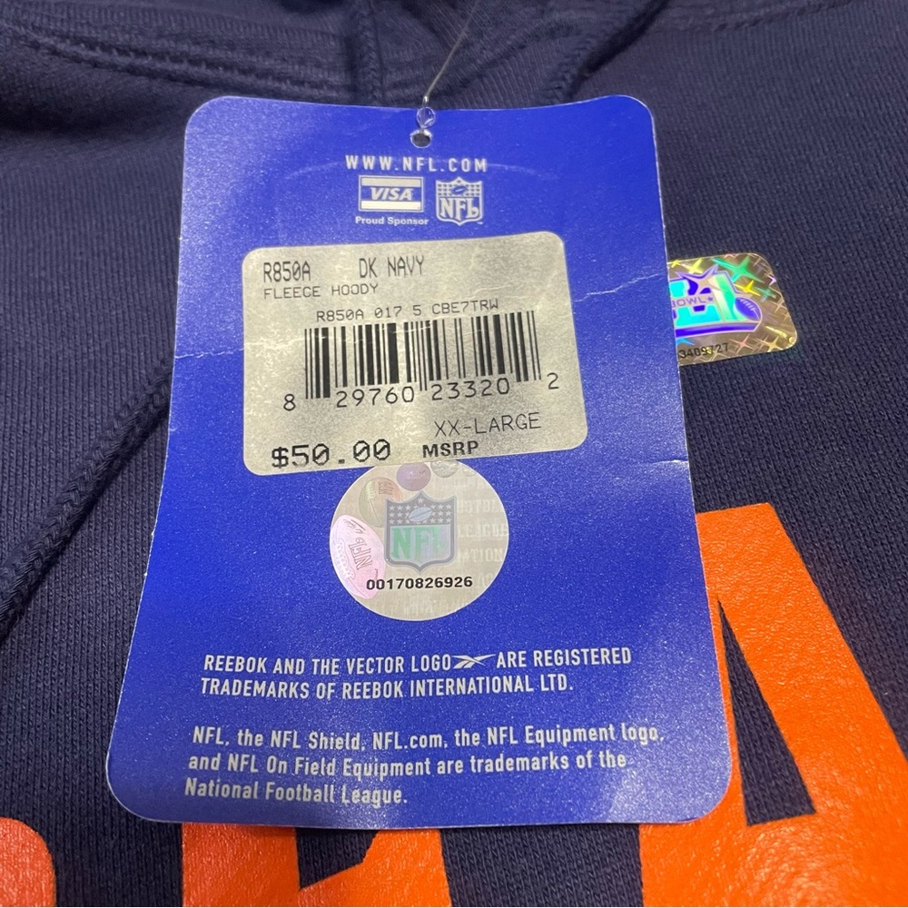 NWT Men’s Reebok NFL On Field Super Bowl XLI Chicago Bears Hoodie Size XXL - Picture 5 of 5